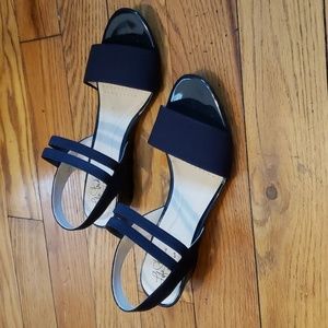 Life Stride Yolo Navy Blue Micron Fabric Wedge Sandal